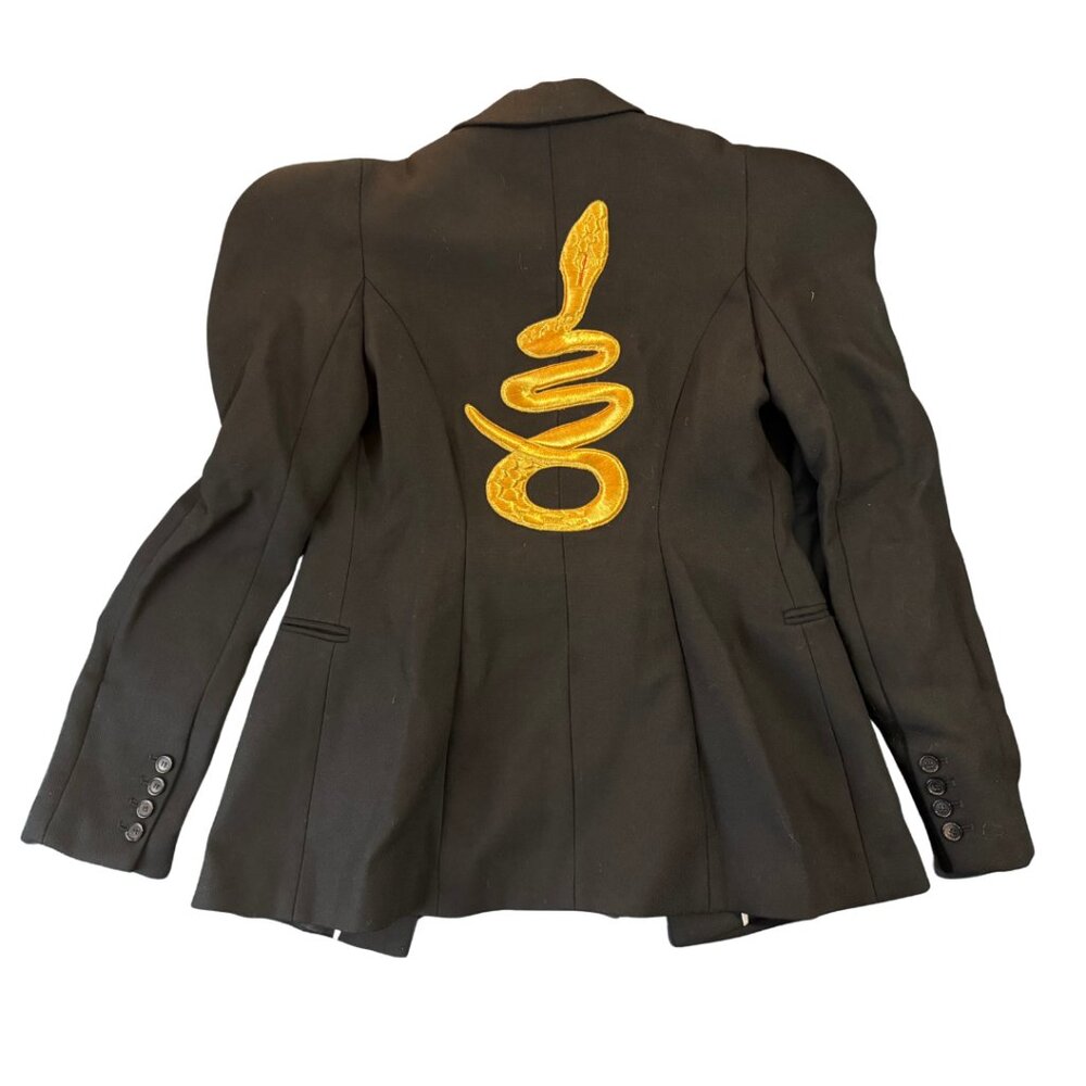 Judy Zhang Wool Blend Black Blazer Jacket Snake Embroidery